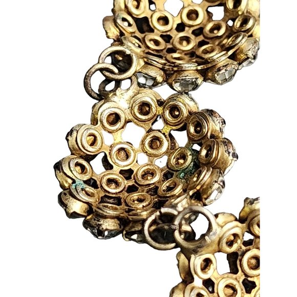 Vintage Possibly Czech Blingy Rhinestone & Brass Parure (A3809) - Picture 11 of 12